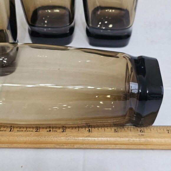 4 Libbey Carrington Smoke Cooler Glasses 17oz square beveled base 6" glassware 2 - Picture 4 of 6